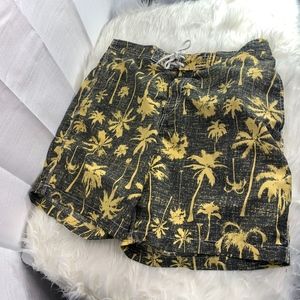 Swim Trunks Sz XL Mens Grayish Brown Yellow 18" Le